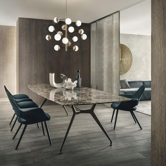 Tavola da pranzo in marmo Manta by Rimadesio